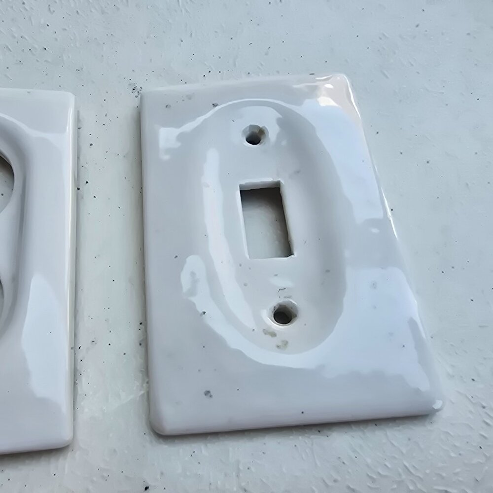 Vintage White Porcelain Electrical Outlet Switch Cover Plates - Picture 3 of 10